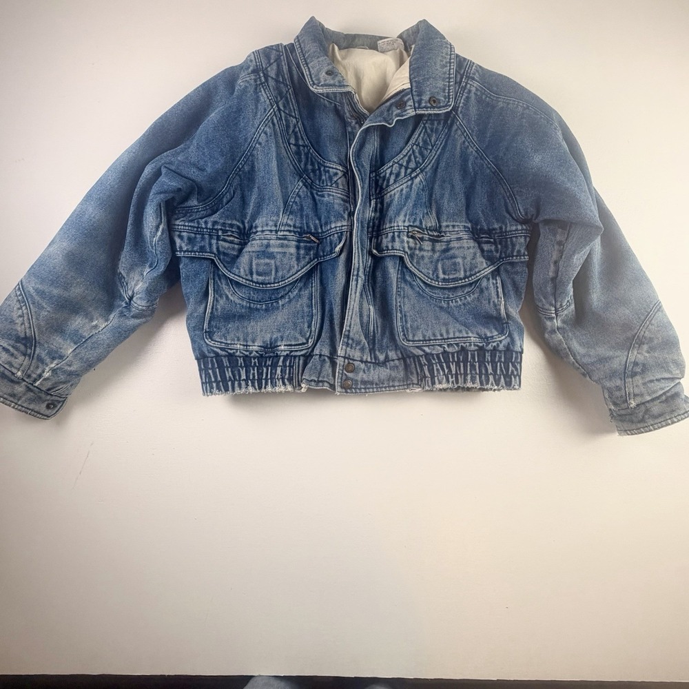 VTG Distressed‎ 80s Oversized Bluezone Denim Jacket Size S